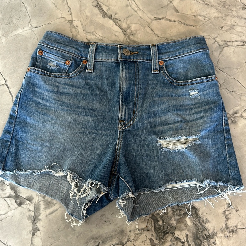 Levi's Distressed Blue Denim Jean Shorts